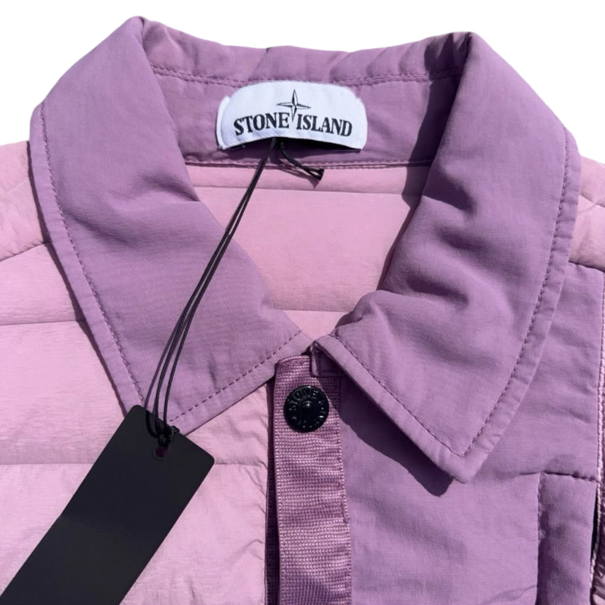 STONE ISLAND LOOM WOVEN DOWN CHAMBERS QUILTED PUFFER JACKET ROSE PINK