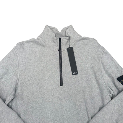 STONE ISLAND GARMENT-DYED HALF ZIP SWEATSHIRT GREY
