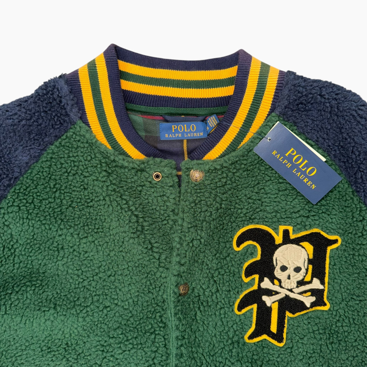 POLO RALPH LAUREN PIRATE SKULL VARSITY JACKET GREEN