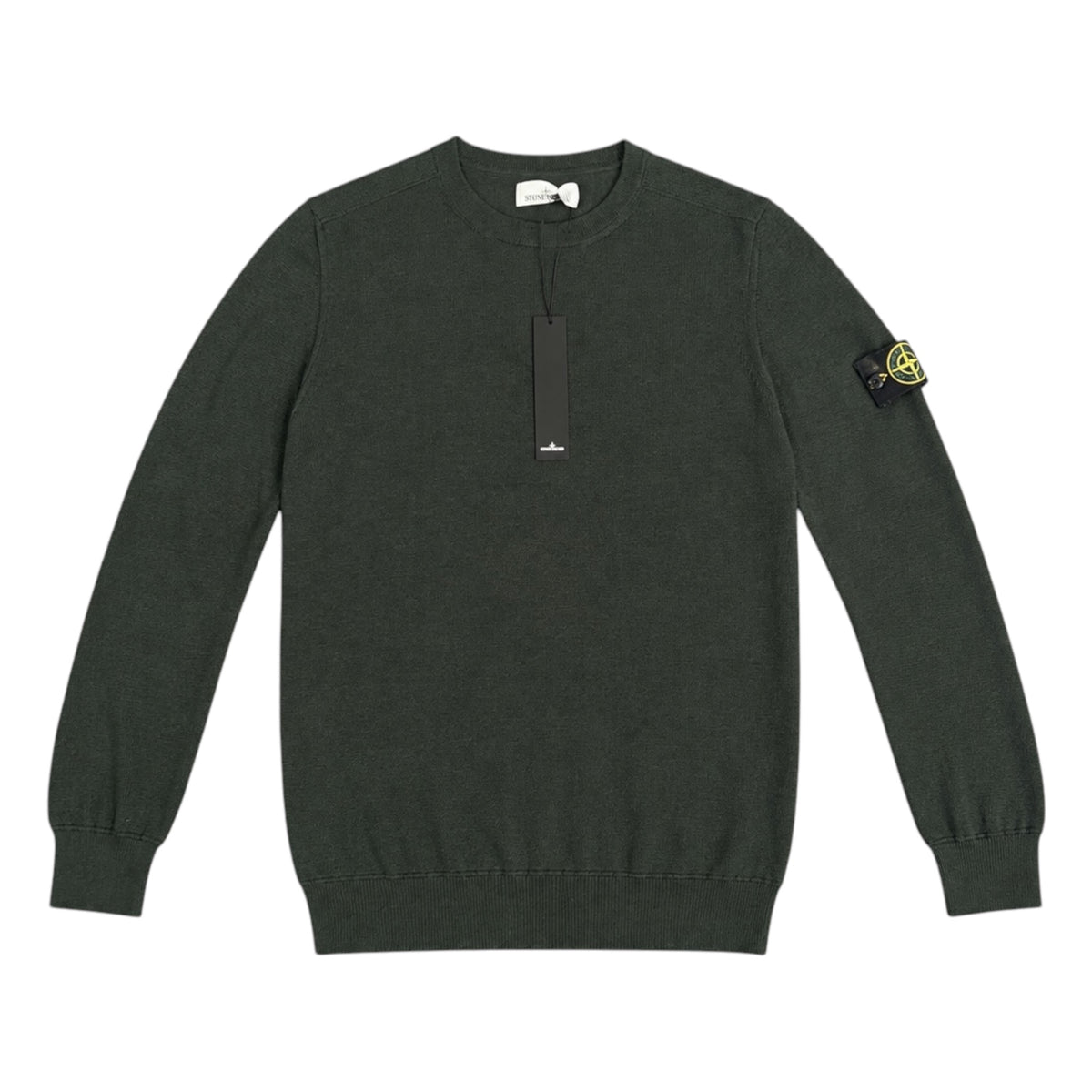 STONE ISLAND COTTON CREWNECK SWEATSHIRT MILITARY GREEN