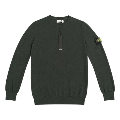 STONE ISLAND COTTON CREWNECK SWEATSHIRT MILITARY GREEN