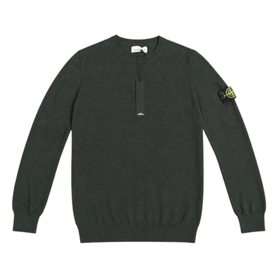 STONE ISLAND COTTON CREWNECK SWEATSHIRT MILITARY GREEN