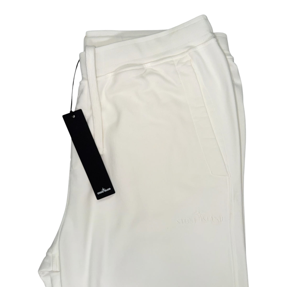 STONE ISLAND EMBROIDED LOGO JOGGERS WHITE