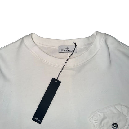 STONE ISLAND CREWNECK FRONT POCKET SWEATSHIRT WHITE