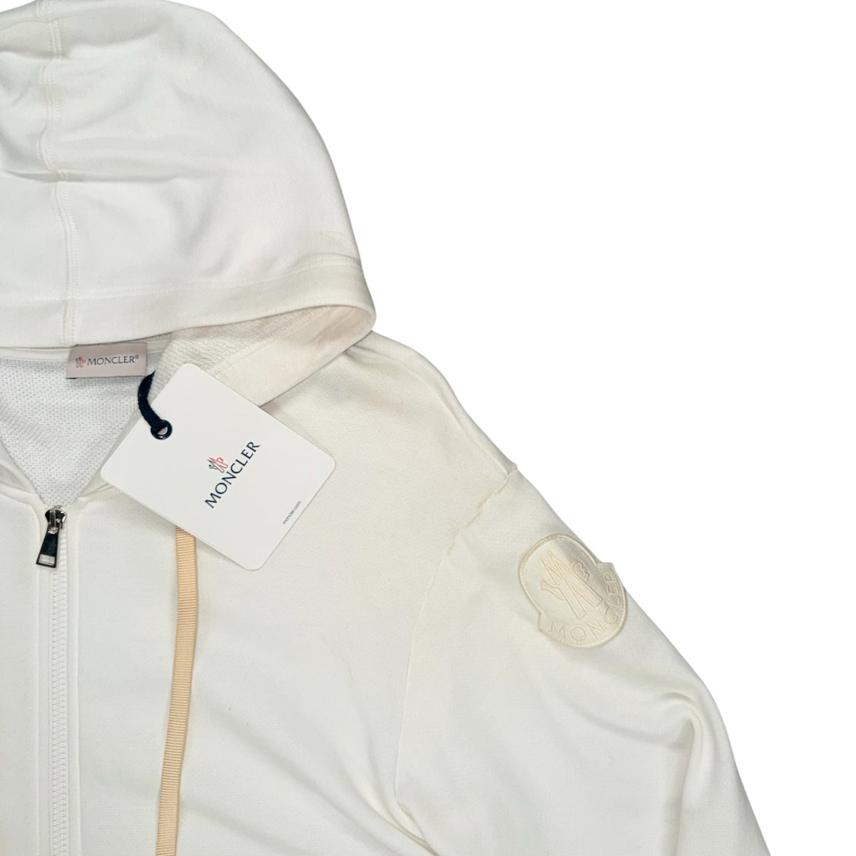 MONCLER MAGLIA HOODED CARDIGAN FULL ZIP WHITE