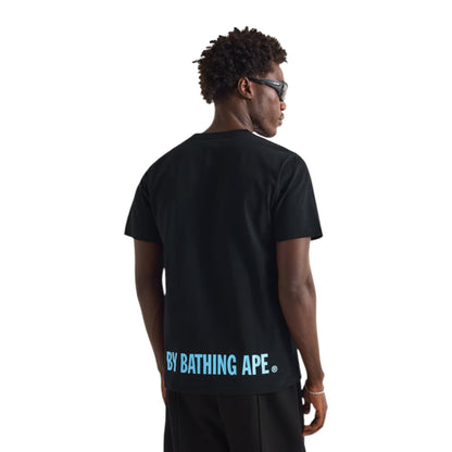 A BATHING APE STA FACE GRAPHIC T-SHIRT BLACK / SKY BLUE
