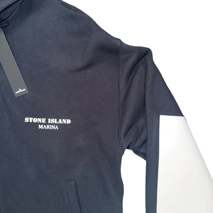 STONE ISLAND MARINA COTTON FLEECE FULL ZIP HOODIE BLACK