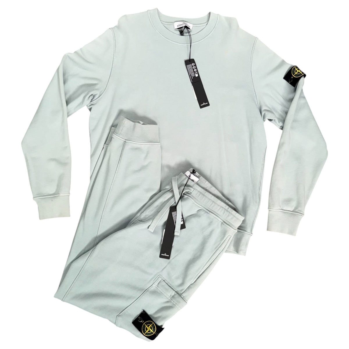 STONE ISLAND ORGANIC COTTON FLEECE TRACKSUIT SAGE GREEN
