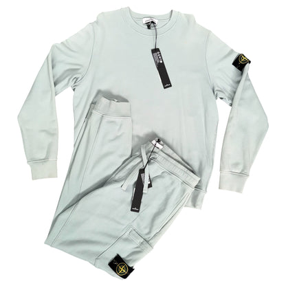 STONE ISLAND ORGANIC COTTON FLEECE TRACKSUIT SAGE GREEN