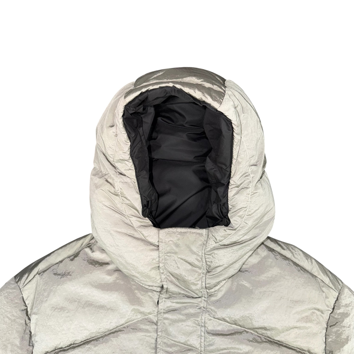 STONE ISLAND REVERSIBLE COMPASS MOTIF DOWN PUFFER JACKET GREY/BLACL