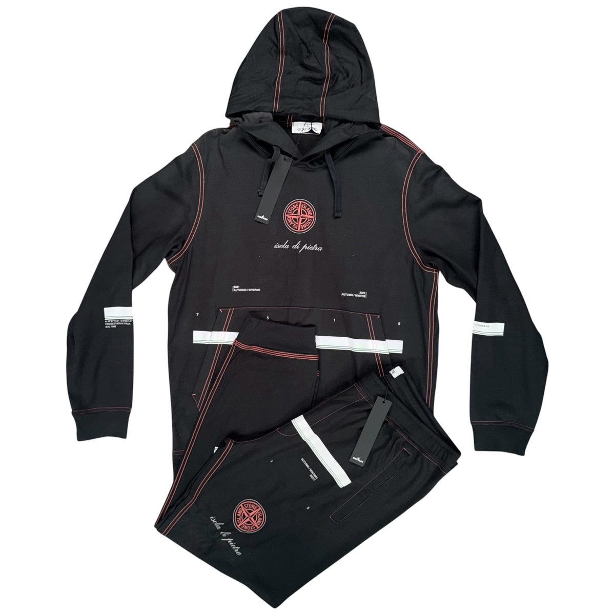 STONE ISLAND “ISOLA DI PIETRA” PRINT FULL TRACKSUIT BLACK