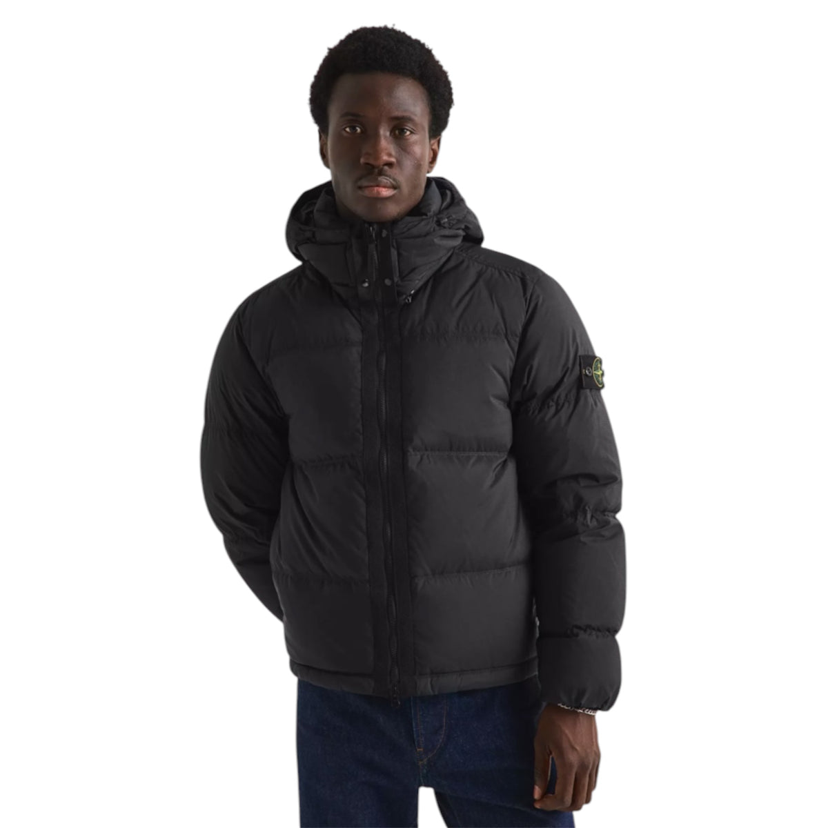 STONE ISLAND CORDURA HOODED PUFFER JACKET BLACK